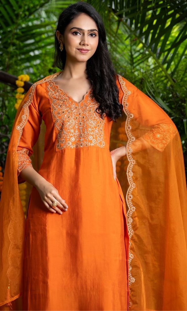 Amberzaar Orange Suit Set