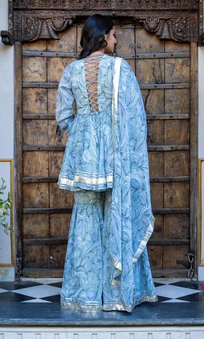 Wave Leaf Sharara Set