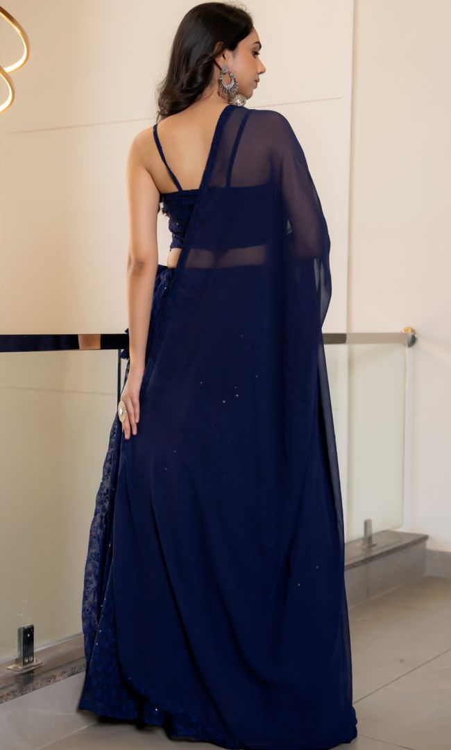 Twilight Navy Blue Chikankari Lehenga