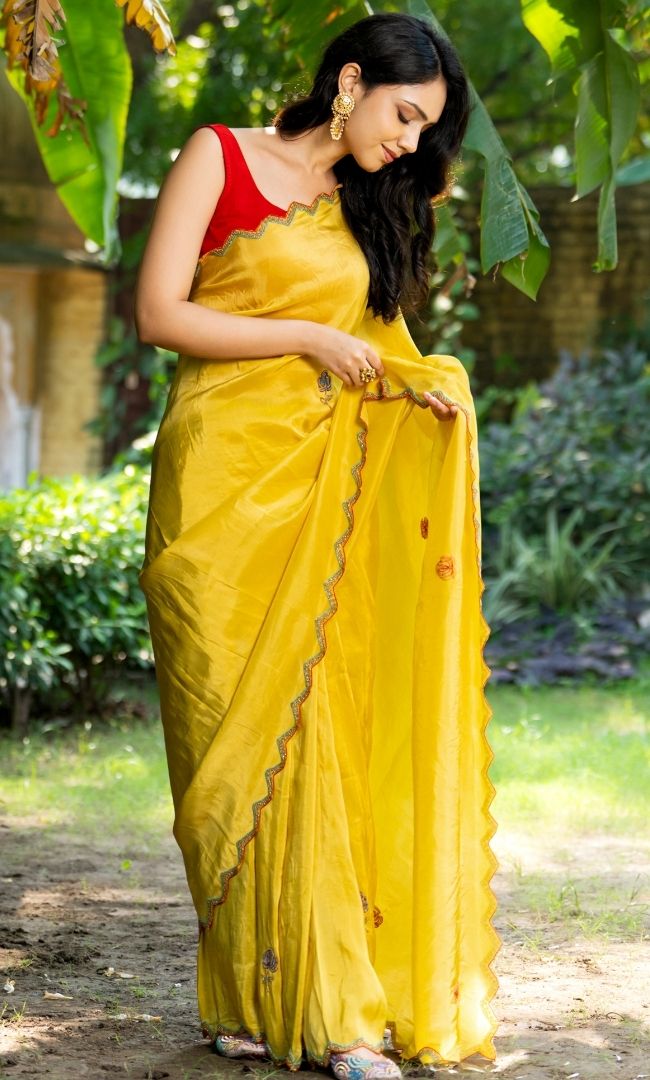 Mustard Upada Silk Saree
