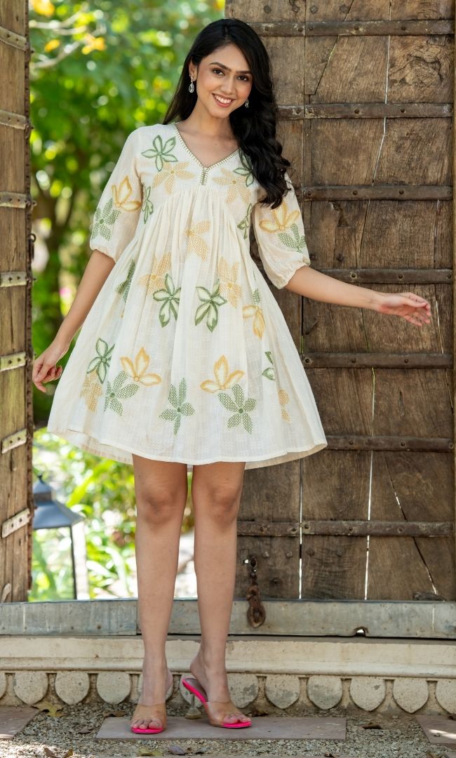 Ivory Garden Cotton Dress