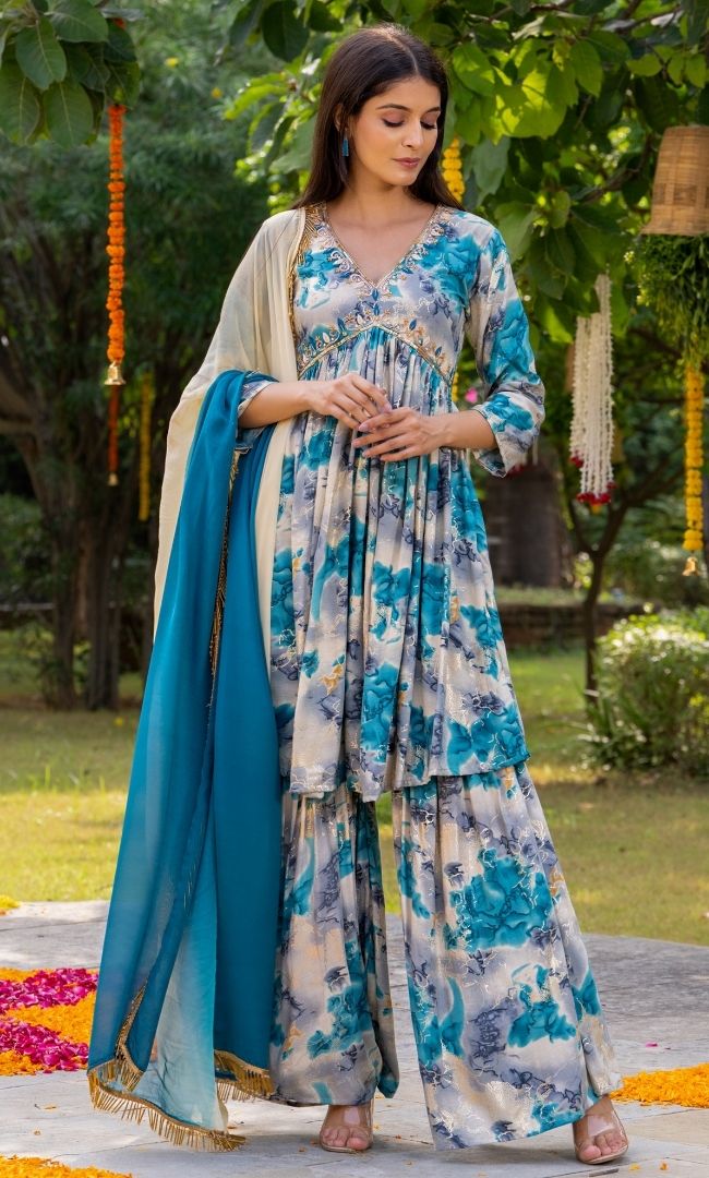 Weatherwave Turquoise Sharara Set