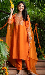Amberzaar Orange Suit Set