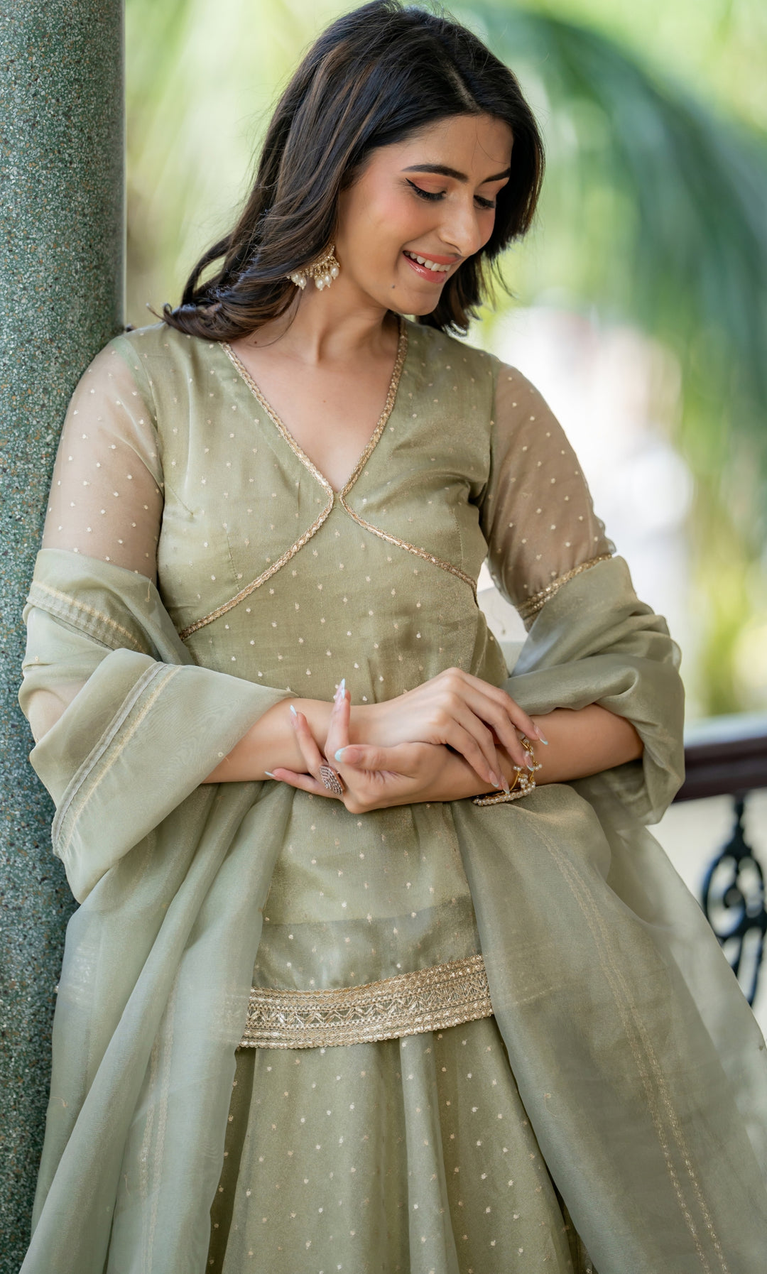 Valley Petal Green Skirt Set