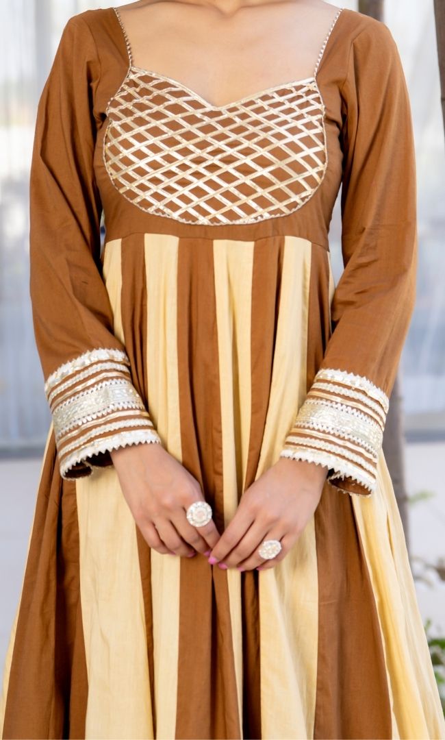 Mishi Brown-Beige Anarkali Set