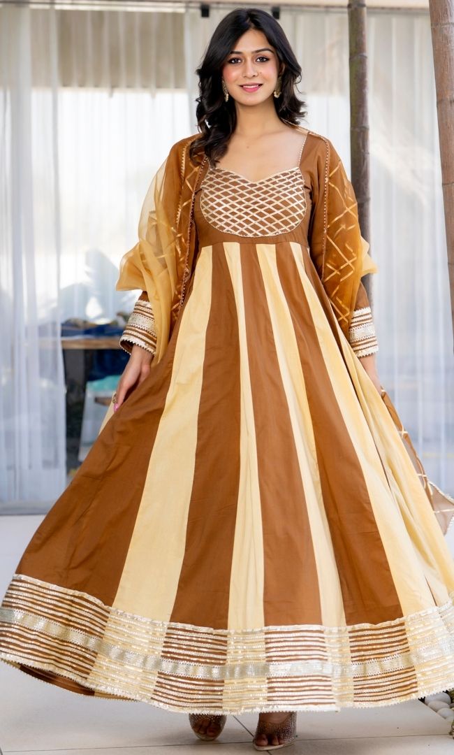 Mishi Brown-Beige Anarkali Set