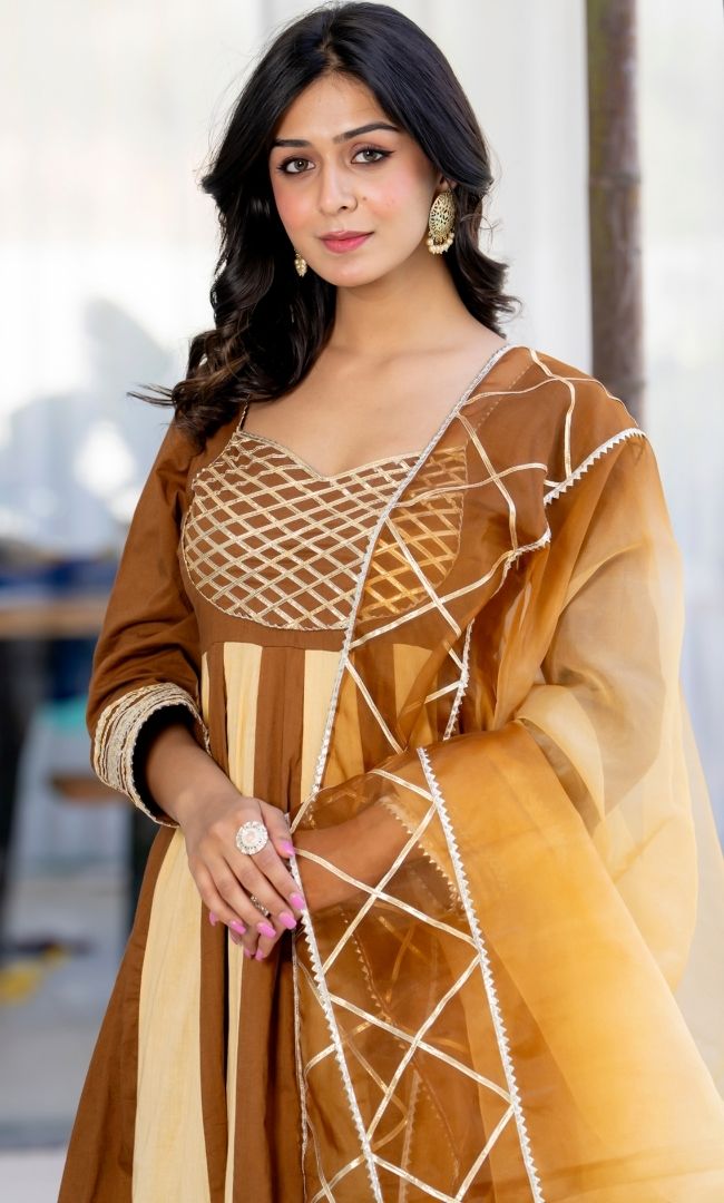 Mishi Brown-Beige Anarkali Set