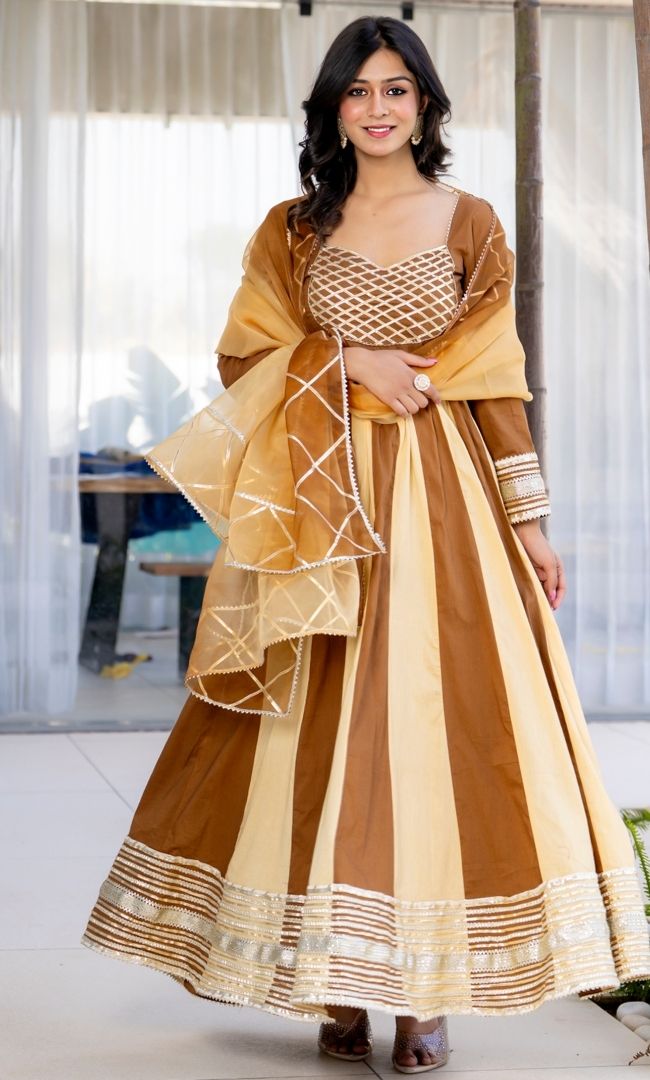 Mishi Brown-Beige Anarkali Set