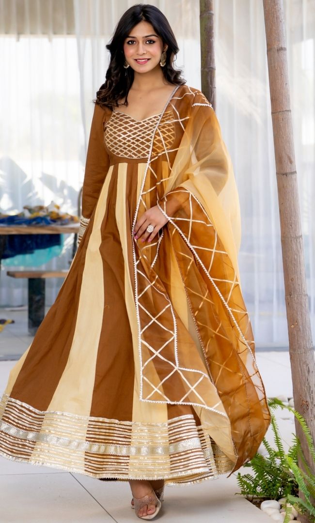 Mishi Brown-Beige Anarkali Set