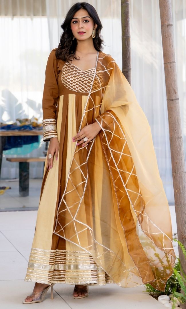 Mishi Brown-Beige Anarkali Set