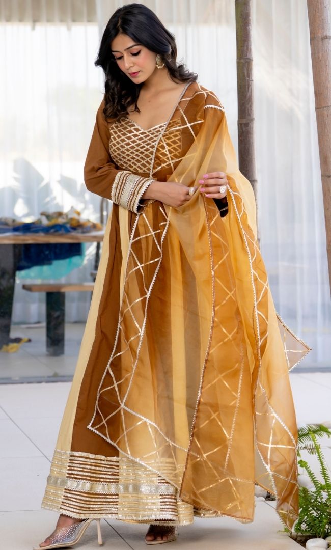Mishi Brown-Beige Anarkali Set
