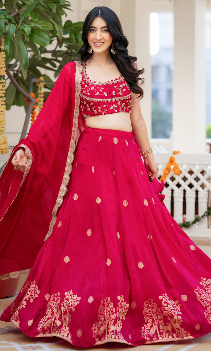 Shehnaz Pink Embroidered Lehenga Set
