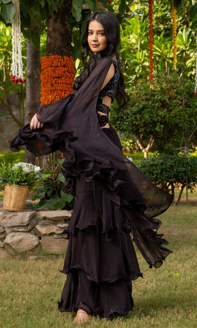 Black Ruffle Saree