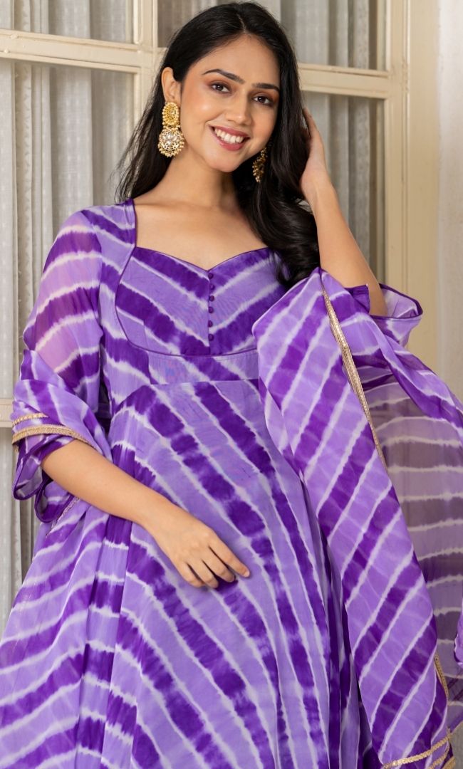 Lavanya Purple Leheriya Set