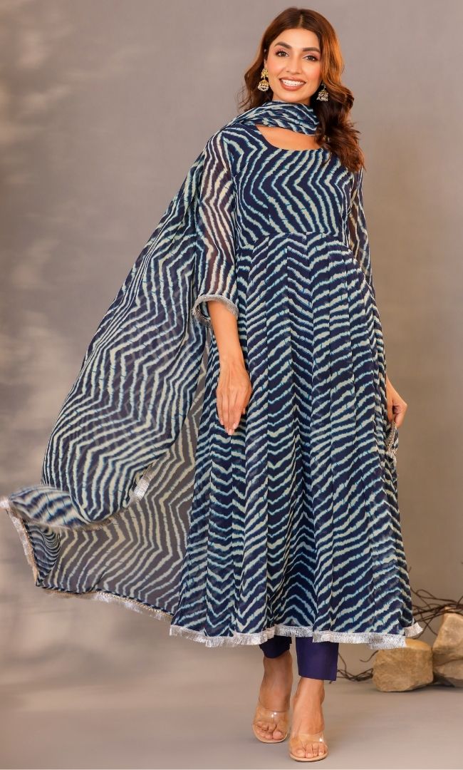 Teal Blue Leheriya Set