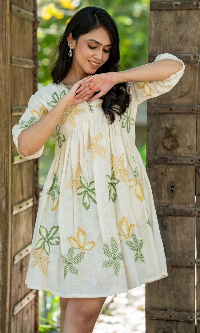 Ivory Garden Cotton Dress