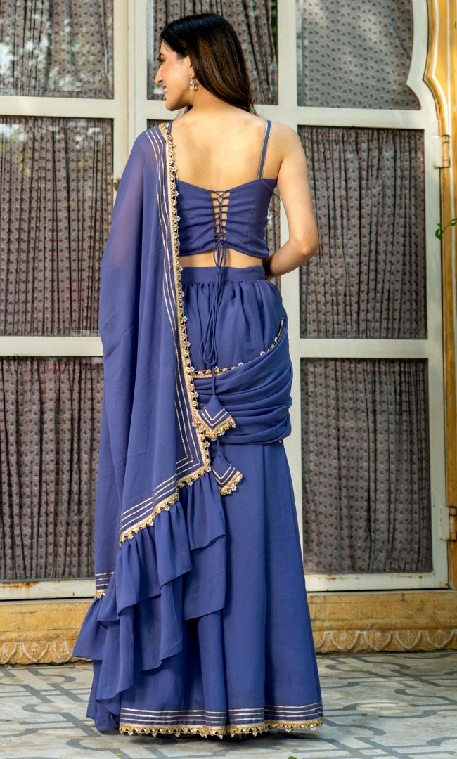 Wisteria Purple Pre-Draped Saree