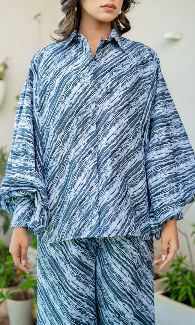 Striped Printed Baggy Co ord Set