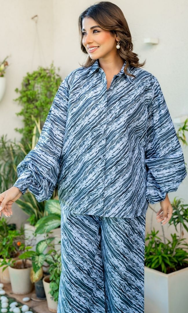Striped Printed Baggy Co ord Set