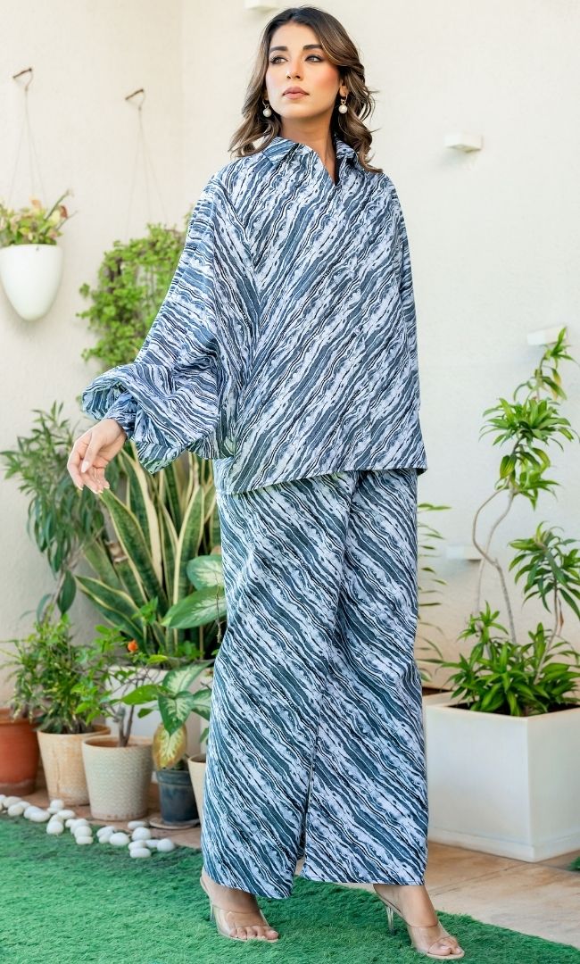 Striped Printed Baggy Co ord Set