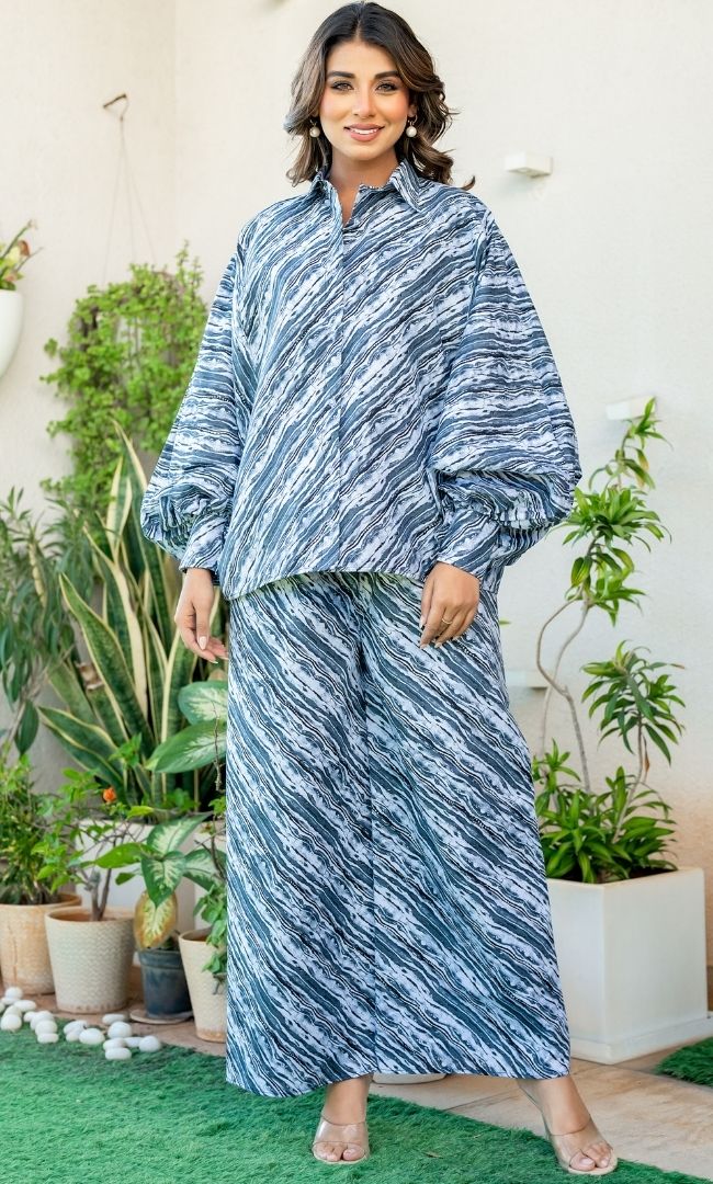 Striped Printed Baggy Co ord Set