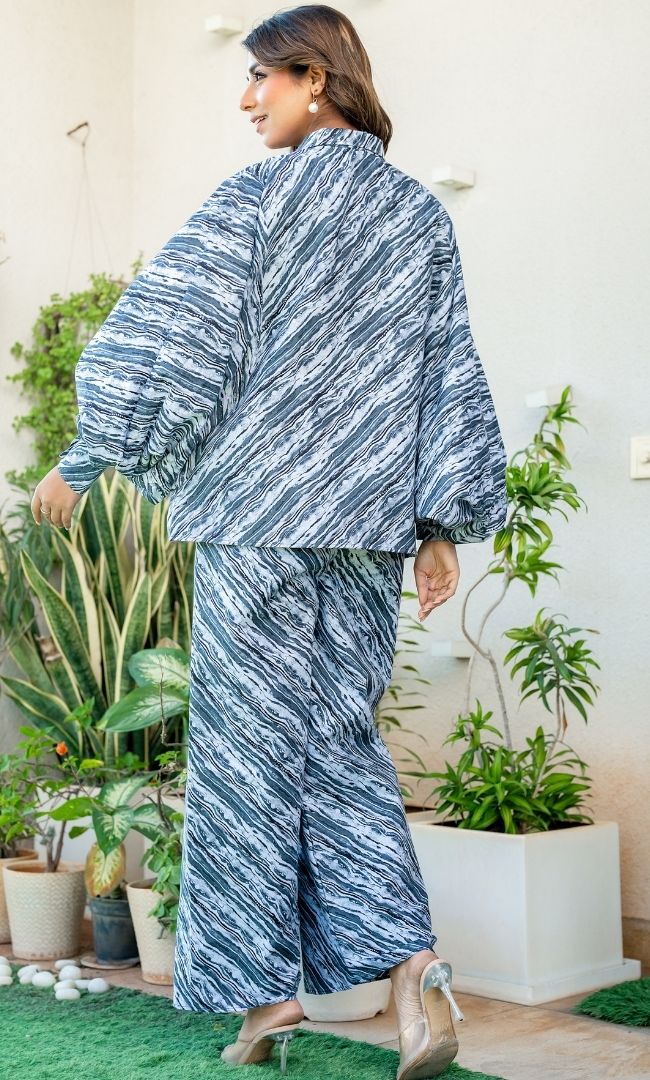 Striped Printed Baggy Co ord Set