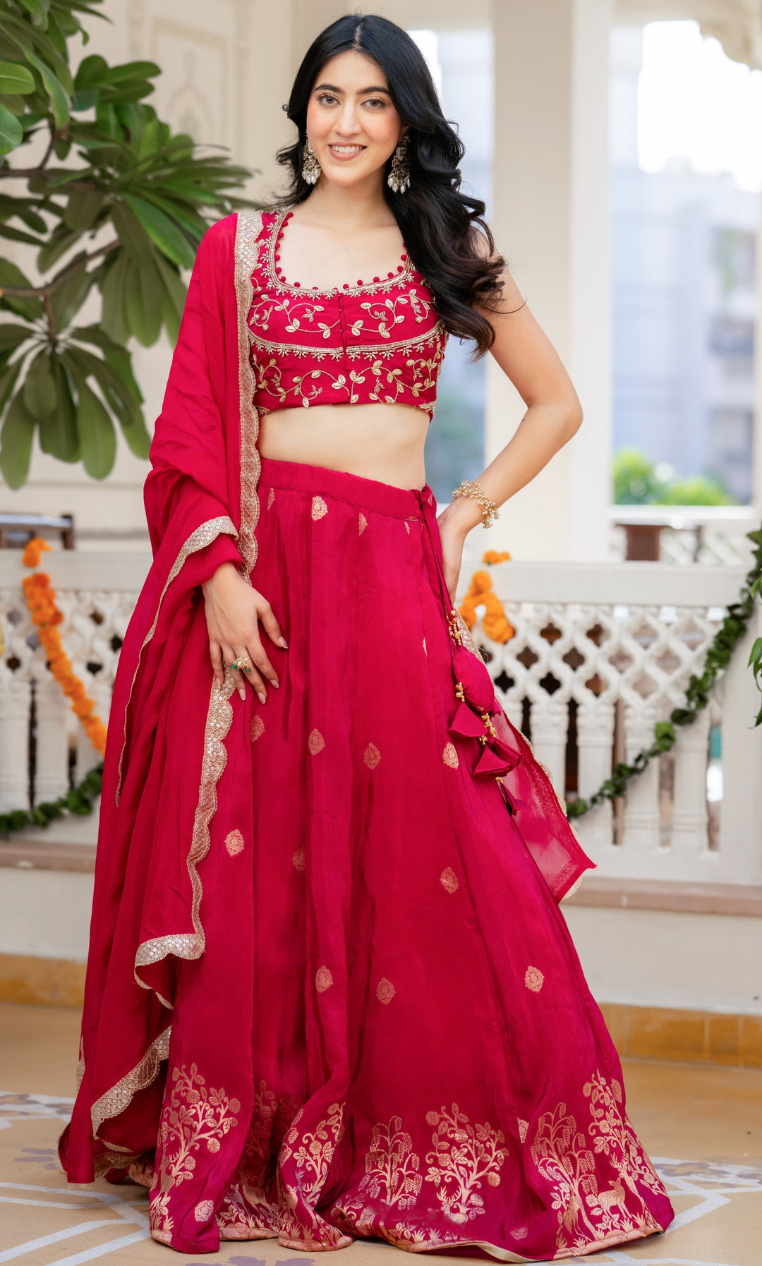 Shehnaz Pink Embroidered Lehenga Set