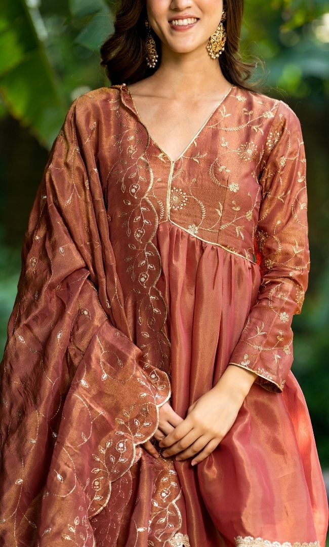 Neon Red Tissue Sharara Set
