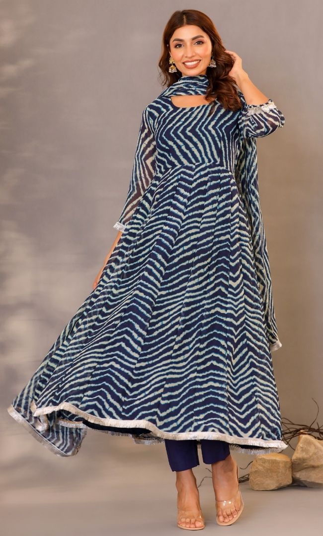 Teal Blue Leheriya Set