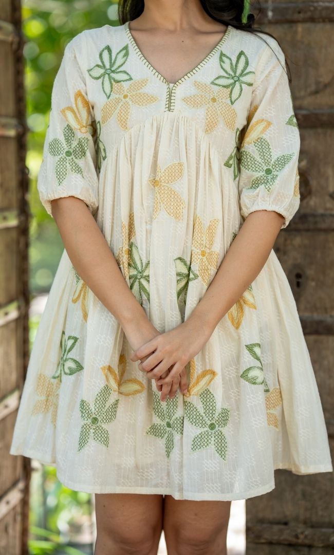Ivory Garden Cotton Dress