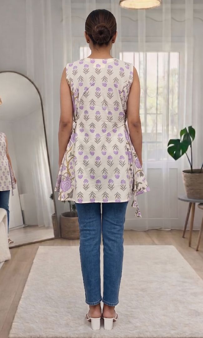 Flora Tie-Up Sleeveless Kurti
