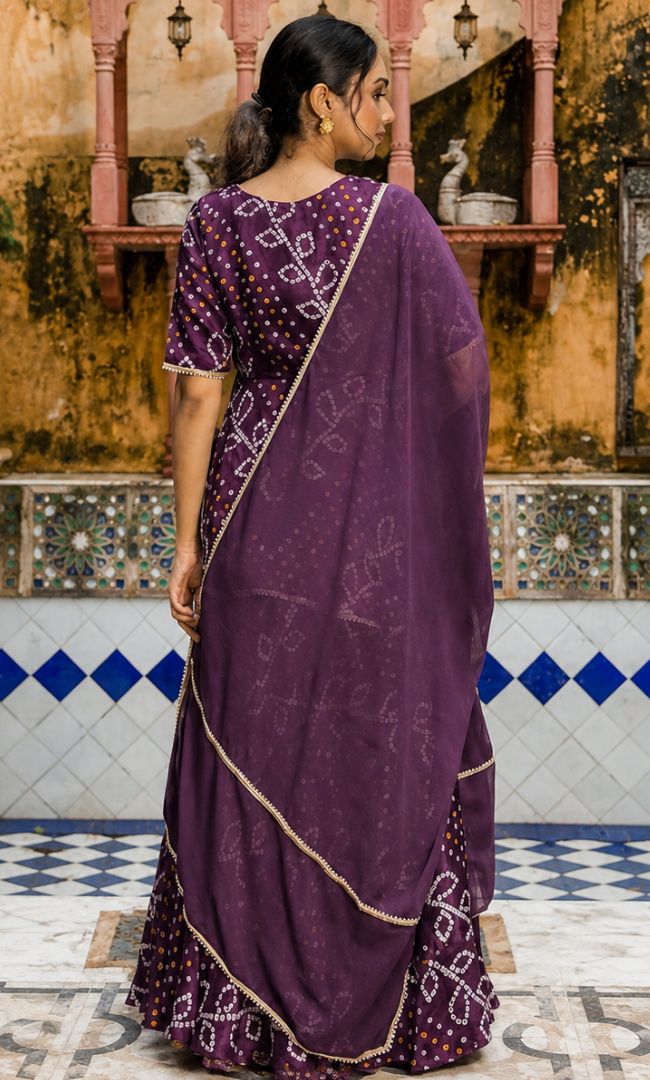 Mehrunisa Bandhej Skirt Set