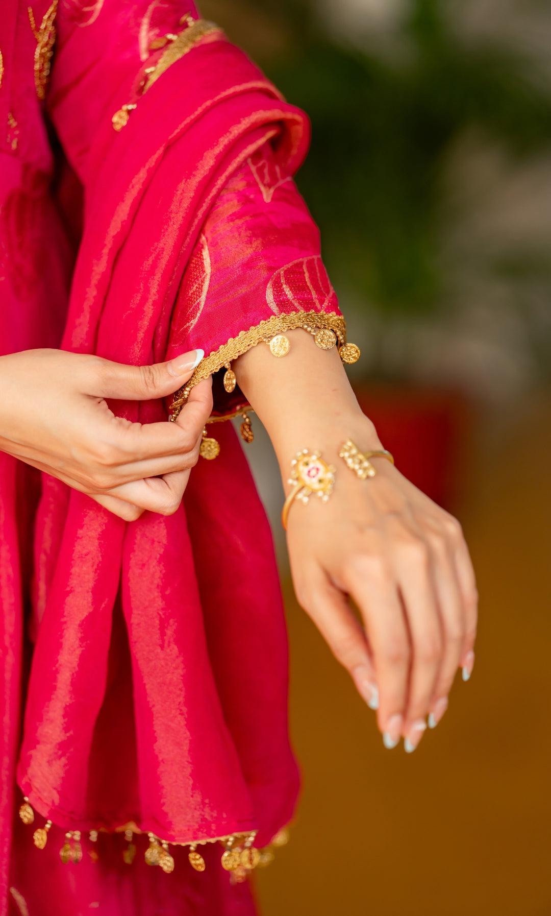 Hayat Rani Pink Brocade Anarkali Set