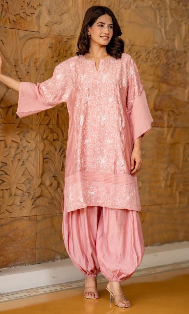 Rosy Dove Embroidered Kurta Co-ord Set
