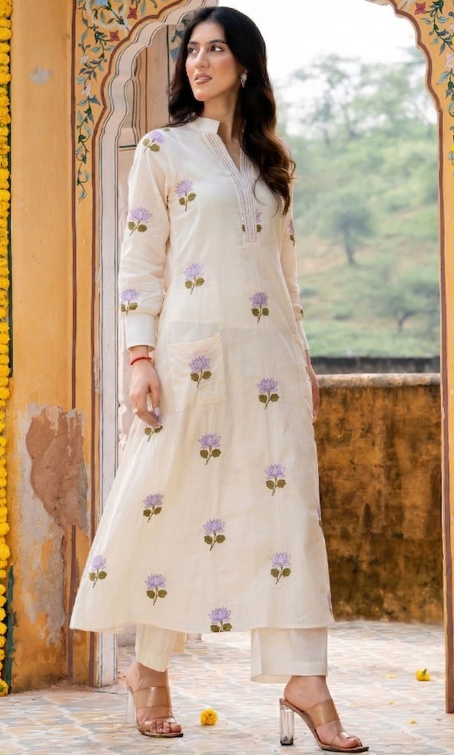 Seoul Lilac Lotus Kurta Co ord Set