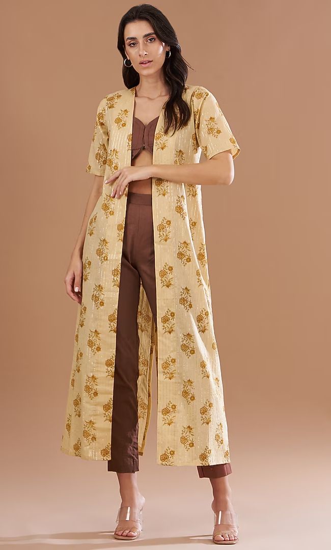 Golden Bloom Moti Jacket Set