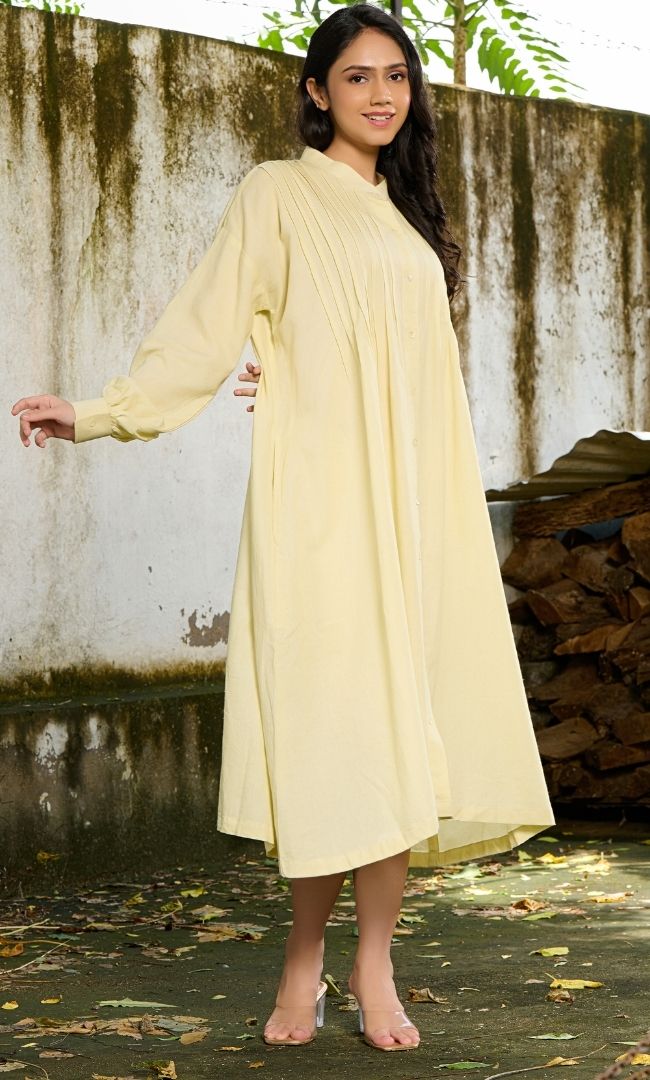 lime Yellow linen dress