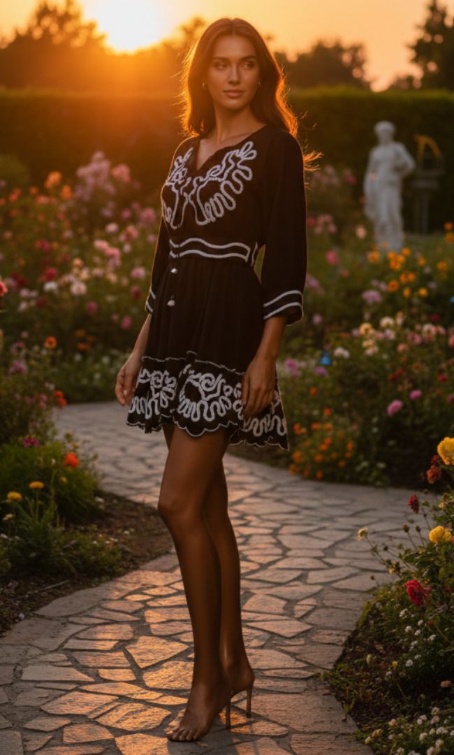 Anya Embroidered Mini Dress