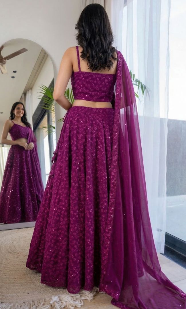 Twilight Purple Chikankari Lehenga