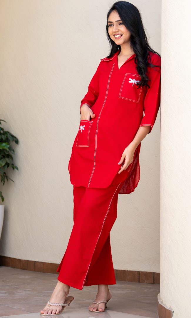 Red Butterfly Co-ord Set