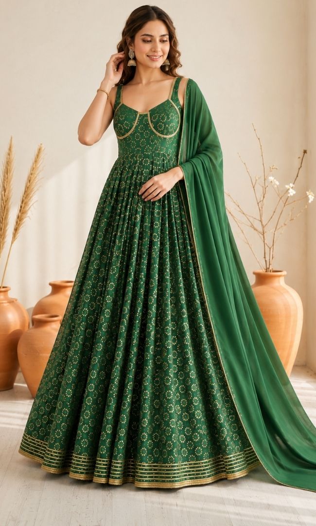 Emerald Brasso Anarkali Set