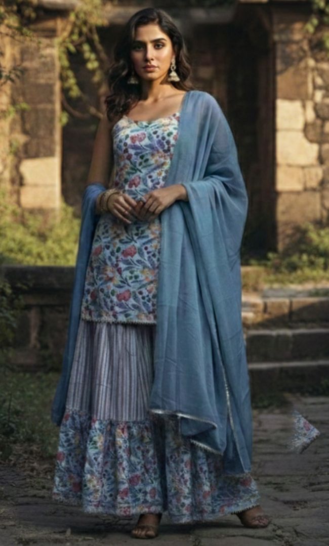 FLORA PRINTED SHARARA SET