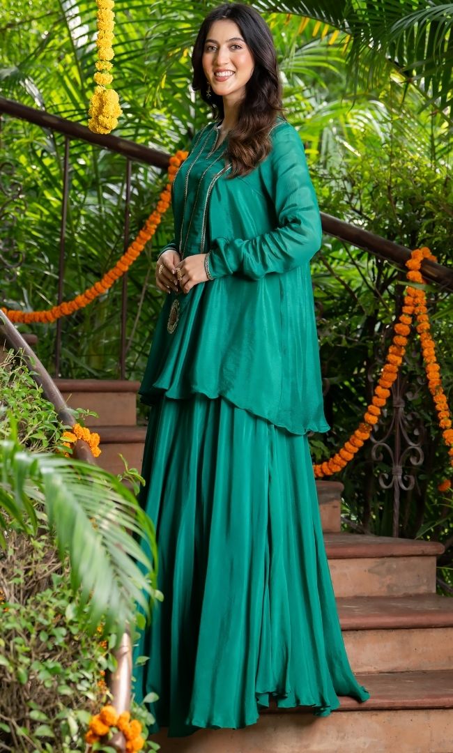 Emerald Green Skirt Set