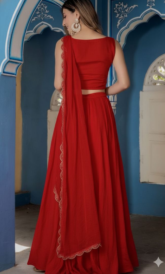 Crimson Frost Lehenga Set