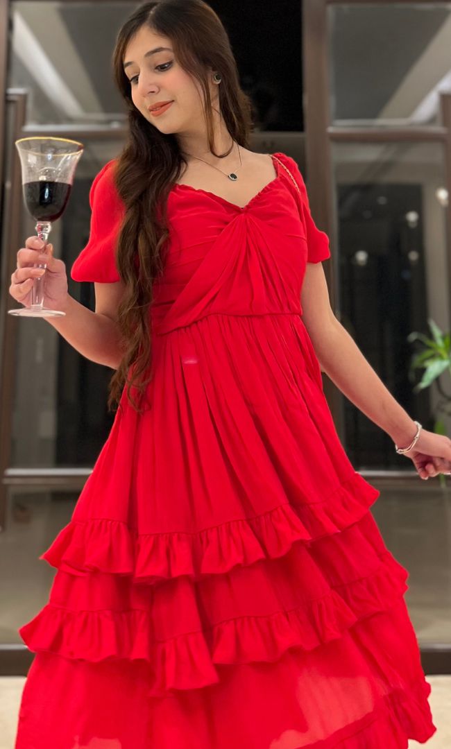 Cherry Red Ruffle Dress