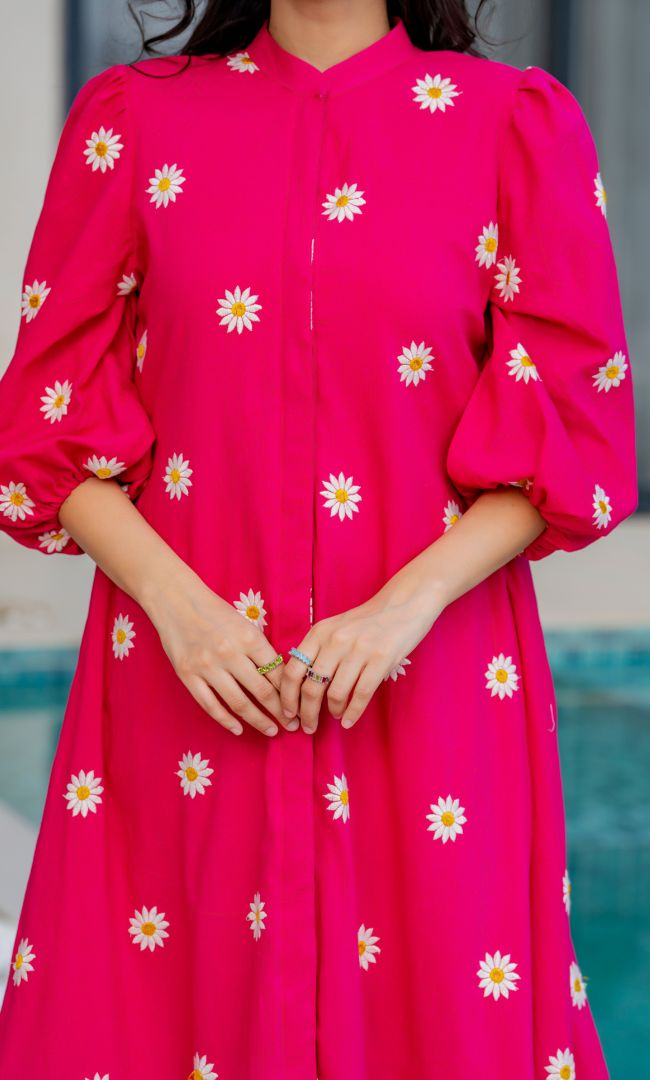 Pop Of Pink Midi Dress