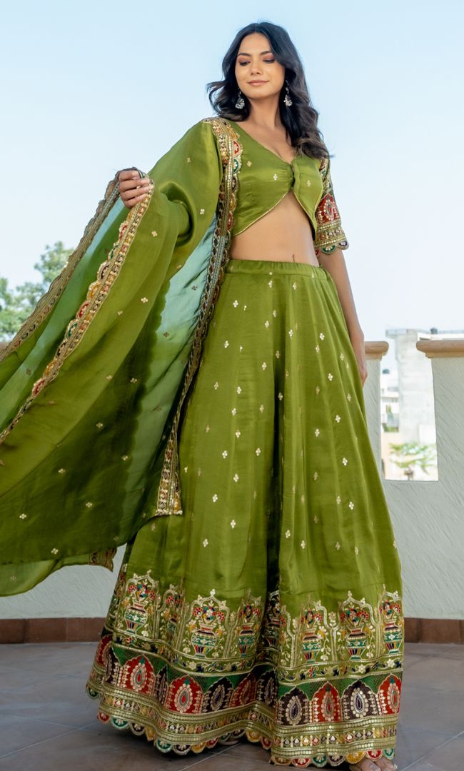 Madhubala Green Lehenga Set