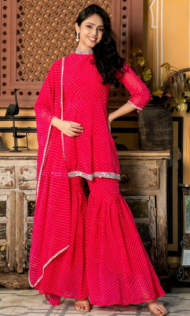 Diva Pink Bandhani Sharara Set