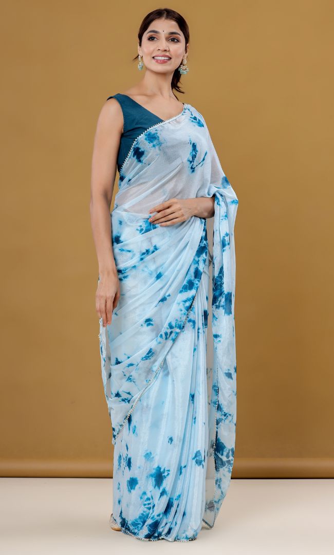 Blue Shibori Saree