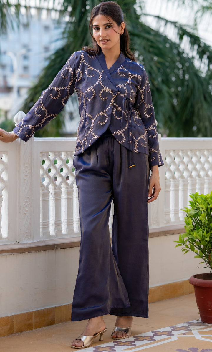 Purple Sitara Tissue Co-ord Set
